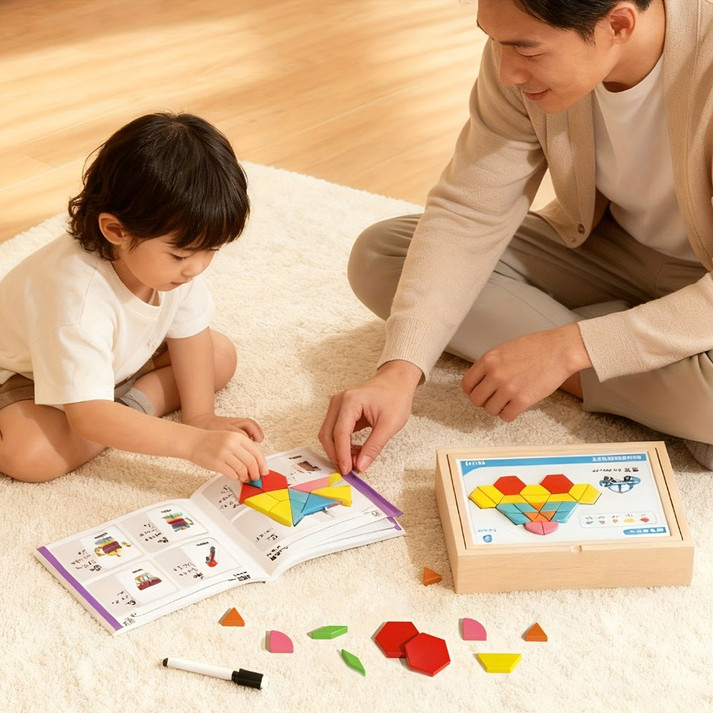 Magnetic Wooden Puzzle Board for Kids – 128/180/220/280 PCS Geometric Shape Recognition & Logical Thinking Toy, STEM Montessori Educational Gift for Boys & Girls Ages 3 4 5 6 7 8