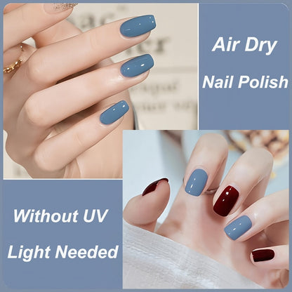 Gel Nail Polish Grey Blue 0.35oz No Lamp Required Peelable Easy Removal Quick Drying Long-Lasting High Shine DIY Nail Art Salon Manicure Gift RC-27