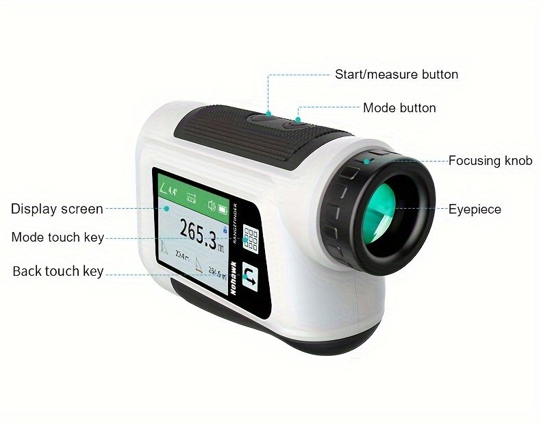 Laser Rangefinder 1000m for Golf & Hunting – Slope Compensation, Flag Lock Vibration, 6x Magnification, USB Rechargeable, 10 Measurement Modes with English Voice & LCD Display