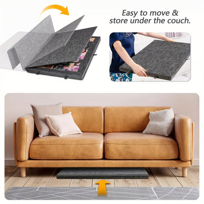 Felt Jigsaw Puzzle Board with 6 Storage Drawers – Portable Puzzle Table Adjustable Tilt Stand, 2-in-1 Protective Cover, Non-Slip Surface & Carry Handle, Gift for Puzzle Lovers Adults Seniors