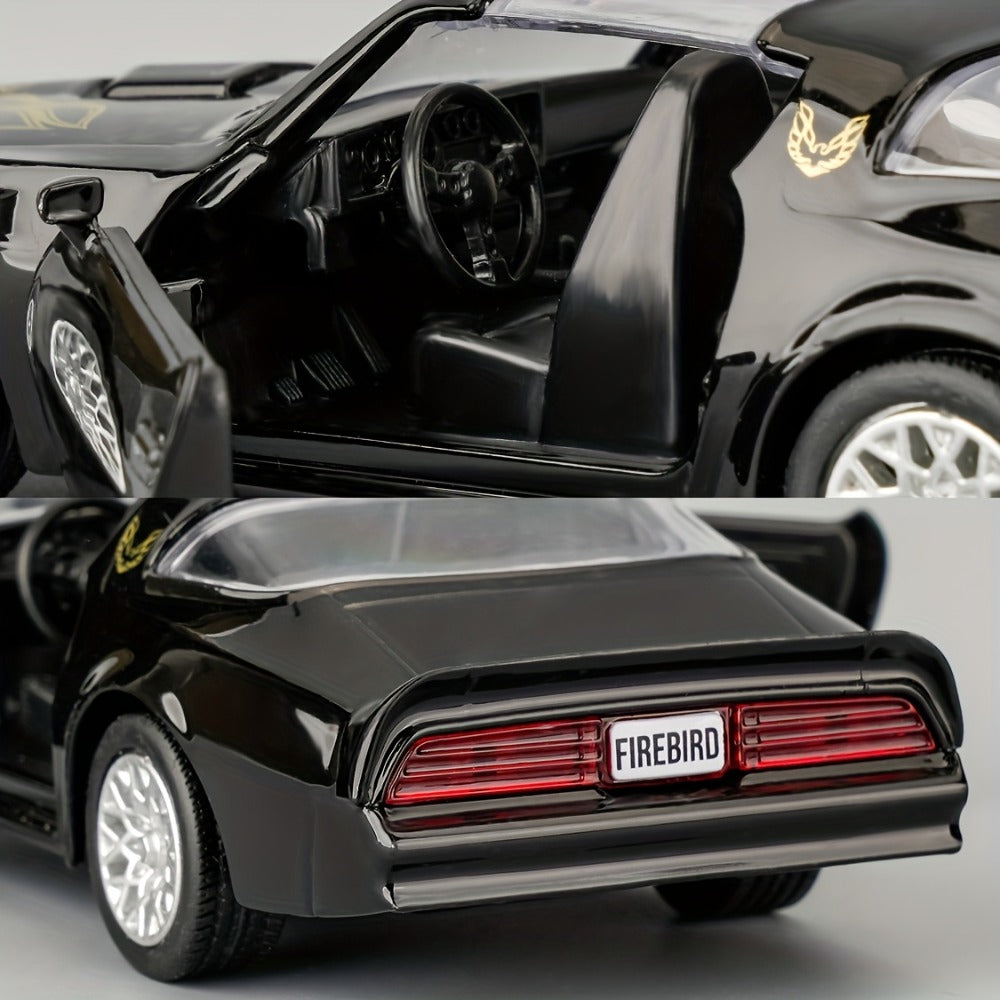 RMZ 1:36 Scale Pontiac Firebird Die-Cast Toy Car with Openable Doors & Pull-Back Action – Zinc Alloy Muscle Car Model with Display Base | Collectible Miniature Gift for Boys Girls Car Enthusiasts Ages 3+