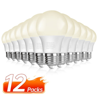 A19 LED Bulb 9W 800 Lumens 60W Equivalent 12 Pack – E26 Base 80+ CRI Non-Dimmable Energy Efficient, Daylight 5000K Neutral 4000K Soft 3000K Warm White 2700K for Bedroom Office Study Home Lighting