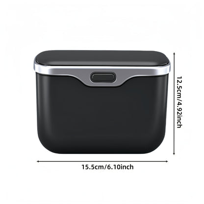 Car Trash Can Leather & ABS – Leak-Proof Auto Garbage Bin with Lid | Dry & Wet Waste | Universal Fit 99% Cars | Includes Garbage Bags | Black & Beige