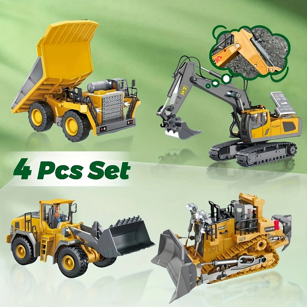 RC Construction Vehicle Set 2-in-1 & 3-in-1 – 2.4G 11-Channel Remote Control Excavator Dump Truck Forklift Bulldozer, Alloy & Plastic Engineering Toy Car Kit for Kids Boys, Birthday Christmas Gift