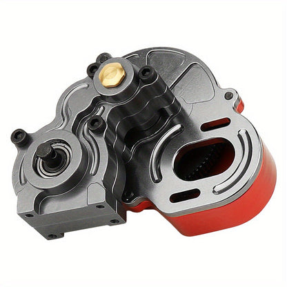Metal Gearbox with Motor Gears for 1/10 RC Crawler Truck – LCG Transmission Upgrade for Axial SCX10 WRAITH 313mm Wheelbase, Red Titanium Alloy Precision Machined Parts