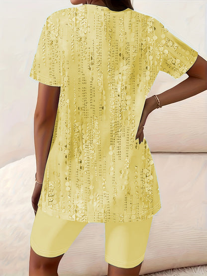 Women's Two-Piece Shorts Set - Knit Casual Matching Outfit
