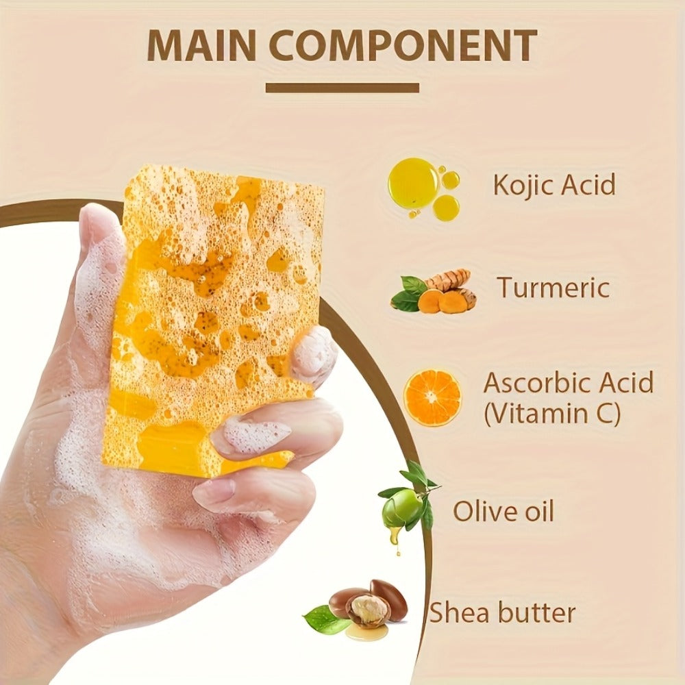 Turmeric Bath & Skin Care Set 3-Piece — Brightening Mousse, Soap & Oil for Hair, Face & Body, Gentle Moisturizing Cleanser Gift Set for Women All Skin Types