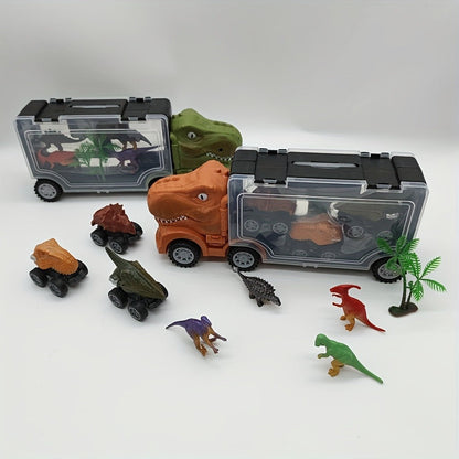 T-Rex Dinosaur Car Playset for Kids – Large Dino Truck with Mini Dinosaur Cars Figures & Accessories, Boys Dino Vehicle Toy Birthday Gift Ages 3 4 5 6