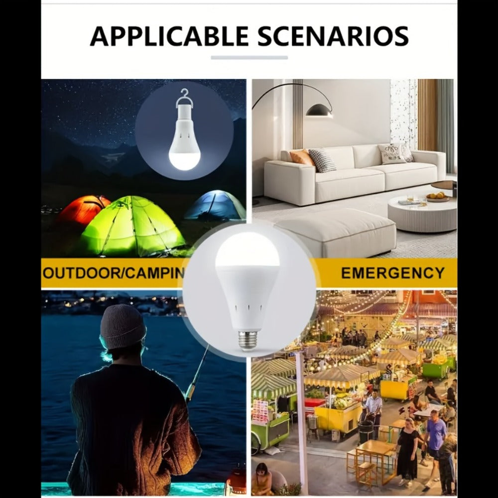 Rechargeable Emergency LED Light Bulb 12W 1100 Lumens 96W Equivalent with 800mAh Battery Backup – 6500K E26 E27 Base Non-Dimmable Auto-On Power Outage Bulb for Home Office Camping, 8-Pack