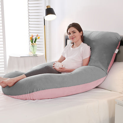 62-Inch J-Shaped Pregnancy Pillow - Velvet-Look Full-Body Design