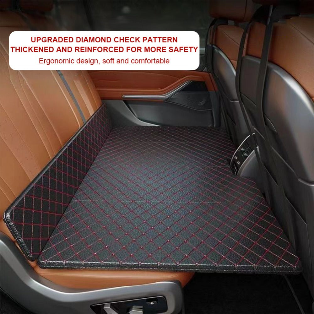 Car Mattress Foldable Back Seat Sleeping Pad Thickened Faux Leather Non-Inflatable Universal Sedan Bed for Travel Camping Afternoon Nap Road Trip