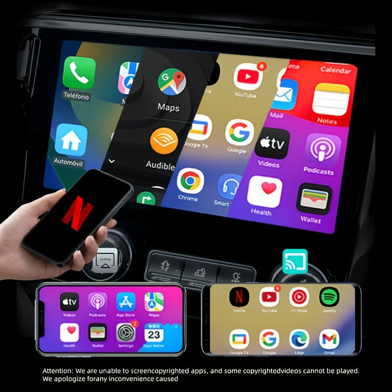 2026 Upgraded 4-in-1 Mini Wireless CarPlay Adapter, with Colorful Breathing Light, Plug & Play Wired to Wireless Converter for IOS CarPlay & Android Auto, BT 5.0, USB & USB-C Compatible