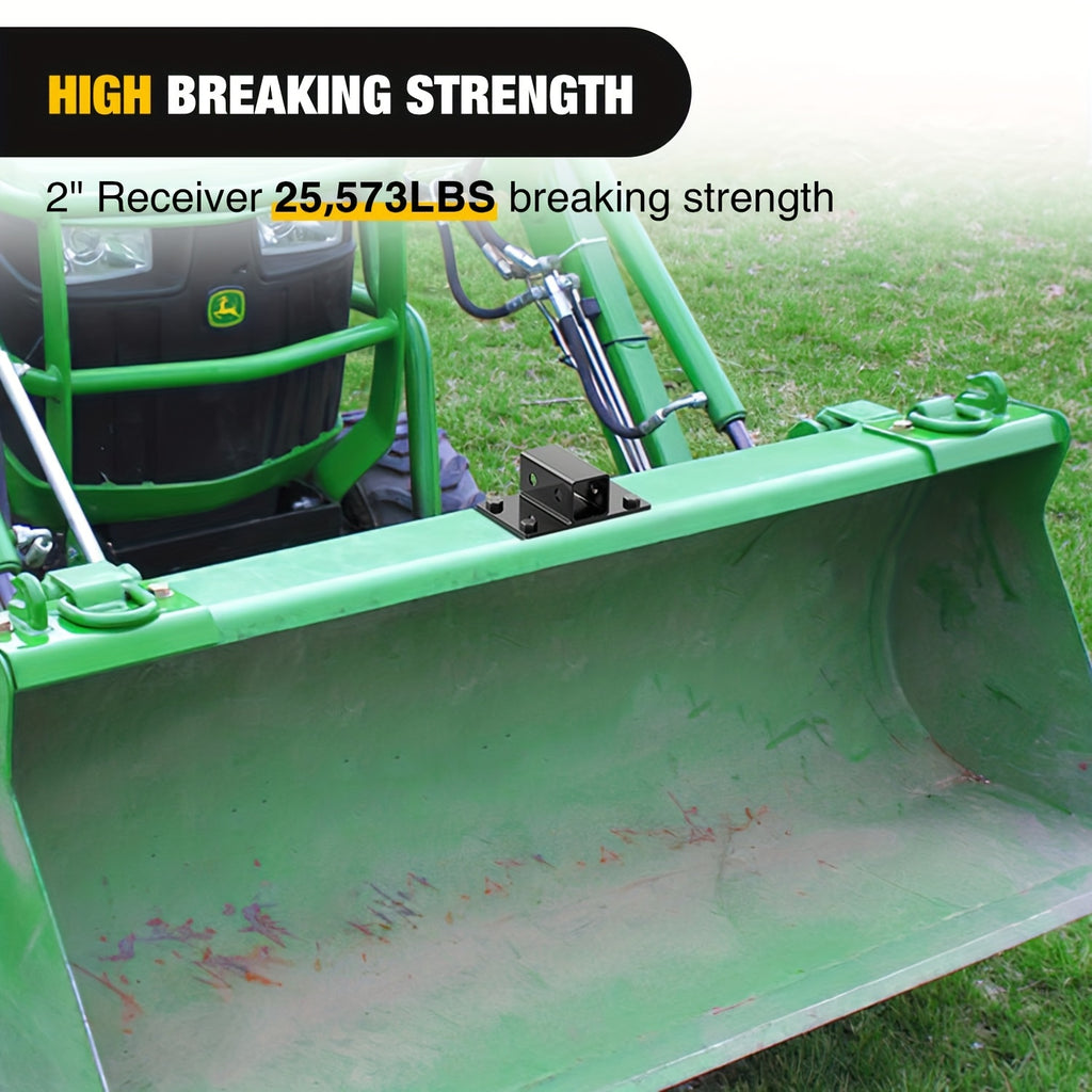 921-19G Tractor Grab Hook, 3/8 Inch Tractor Bucket Grab Hooks with 1/2 Inch Tie Down Ring and 2 Inch Receiver, Grade 70 Forged Steel Bolt-On Grab Hook for John Deere Compact Tractor, RV UTV Truck Max 4700LBS, Father'S Day Gifts, Heavyduty Towing