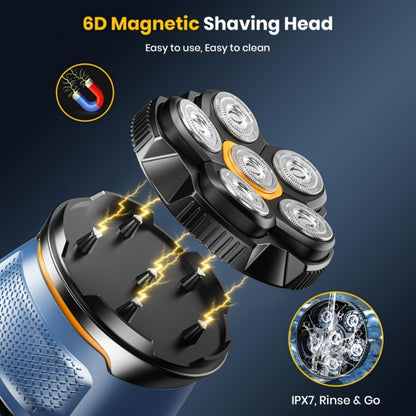 6D Magnetic Rotary Head Shaver IPX7 Waterproof Rechargeable – Quiet Motor Bald Head Shaver & Beard Trimmer with Replaceable Magnetic Blade Heads, Wet Dry Grooming Kit Gift for Men