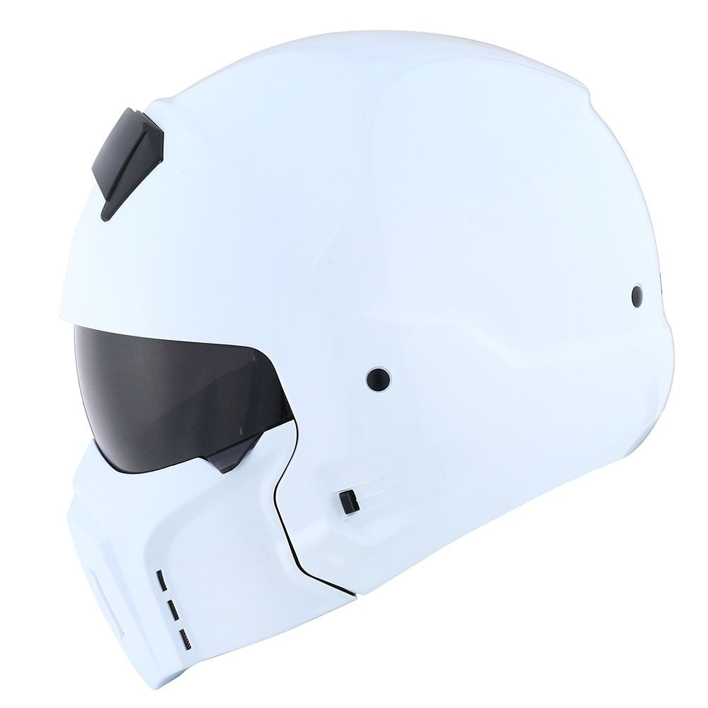 Convertible Motorcycle Helmet Full Face & Open Face 2-in-1 – Detachable Visor, Face Mask & Smoked Shield, Aerodynamic Thermoplastic Shell, Classic Style, Adult S/M/L/XL