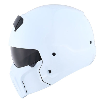 Convertible Motorcycle Helmet Full Face & Open Face 2-in-1 – Detachable Visor, Face Mask & Smoked Shield, Aerodynamic Thermoplastic Shell, Classic Style, Adult S/M/L/XL