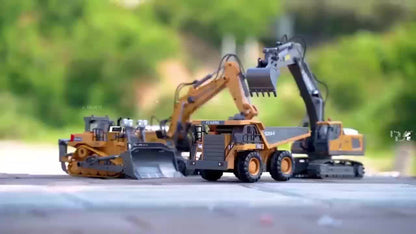 RC Excavator Toy 1:24 Scale 2.4GHz 9-Channel Remote Control with Alloy Metal Cap Lights & Sound Rechargeable Battery – Construction Truck for Boys Ages 6+ Birthday Christmas Gift Multiple Colors