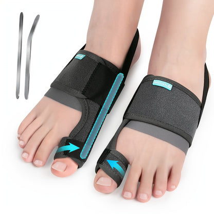 Toe Separator Bunion Corrector for Women Men – Adjustable Big Toe Splint with 2 Angle Bars & Double Non-Slip Straps, Day Night Hallux Valgus Relief Support Brace, 1 Pair