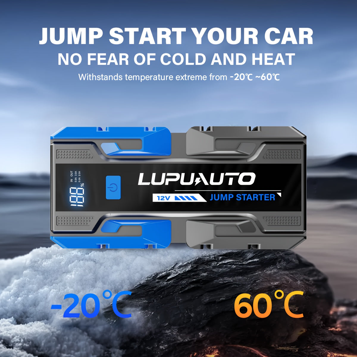 3000A Jump Starter, Portable Car Battery Jump Starter for Up to 2.38gal Gas & 1.85gal Diesel Engines, Car Battery Booster Pack with Built-in LED Light