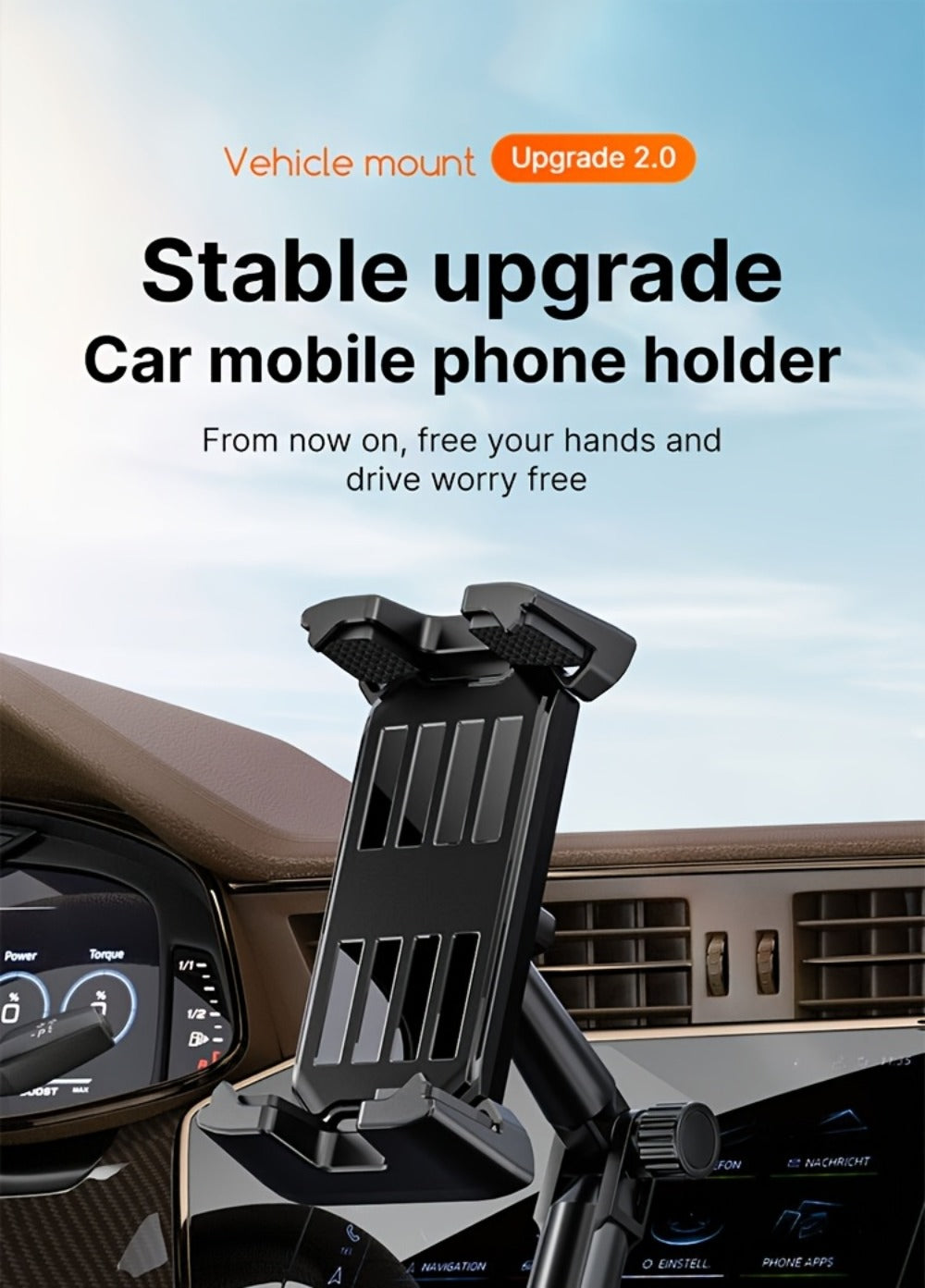 Car Phone Holder Cup Mount - Adjustable 4-13 Inch Device Stand, Universal Vehicle Cup Holder Phone Mount, Stable Grip for Safe Driving, TP08 Water Cup Style Bracket