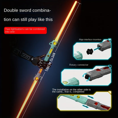 RGB Light-Up Saber Toy 16 Colors Rechargeable Light Sword with Gravity Sensor & Sound Effects – 2-in-1 Flashing Space Sword for Kids Boys Girls | Best Birthday Christmas Gift
