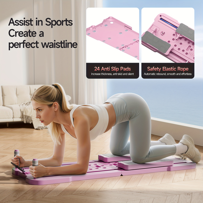 Portable Pilates Reformer Board 9-in-1 – Foldable Ab Wheel & Push-Up Workout Machine for Full Body Core Training, Muscle Toning & Home Gym Fitness