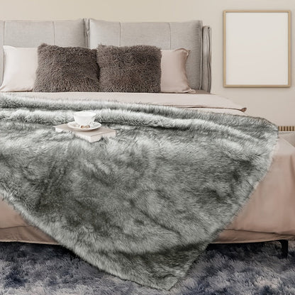 Faux Fur Throw Blanket 1060GSM Luxury - Super Soft Reversible Plush Mink Blanket for Bed Couch Sofa, Oversized Heavy Weight Cozy Blanket, Leopard Animal Print & Solid Colors, Throw & Twin Size