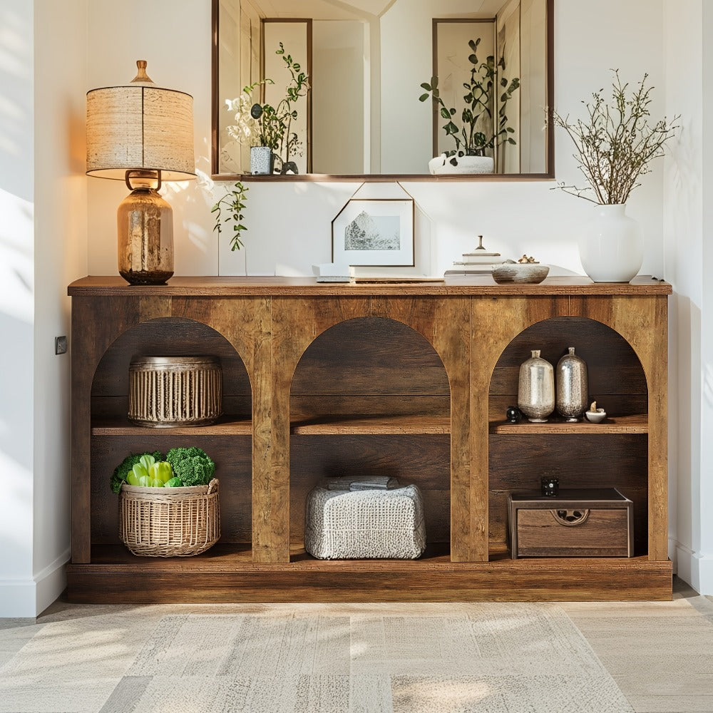 Console Table, 63 Inch Industrial Stain-Resistant Engineered Wood - Long Sofa Table Behind shown in the main product view