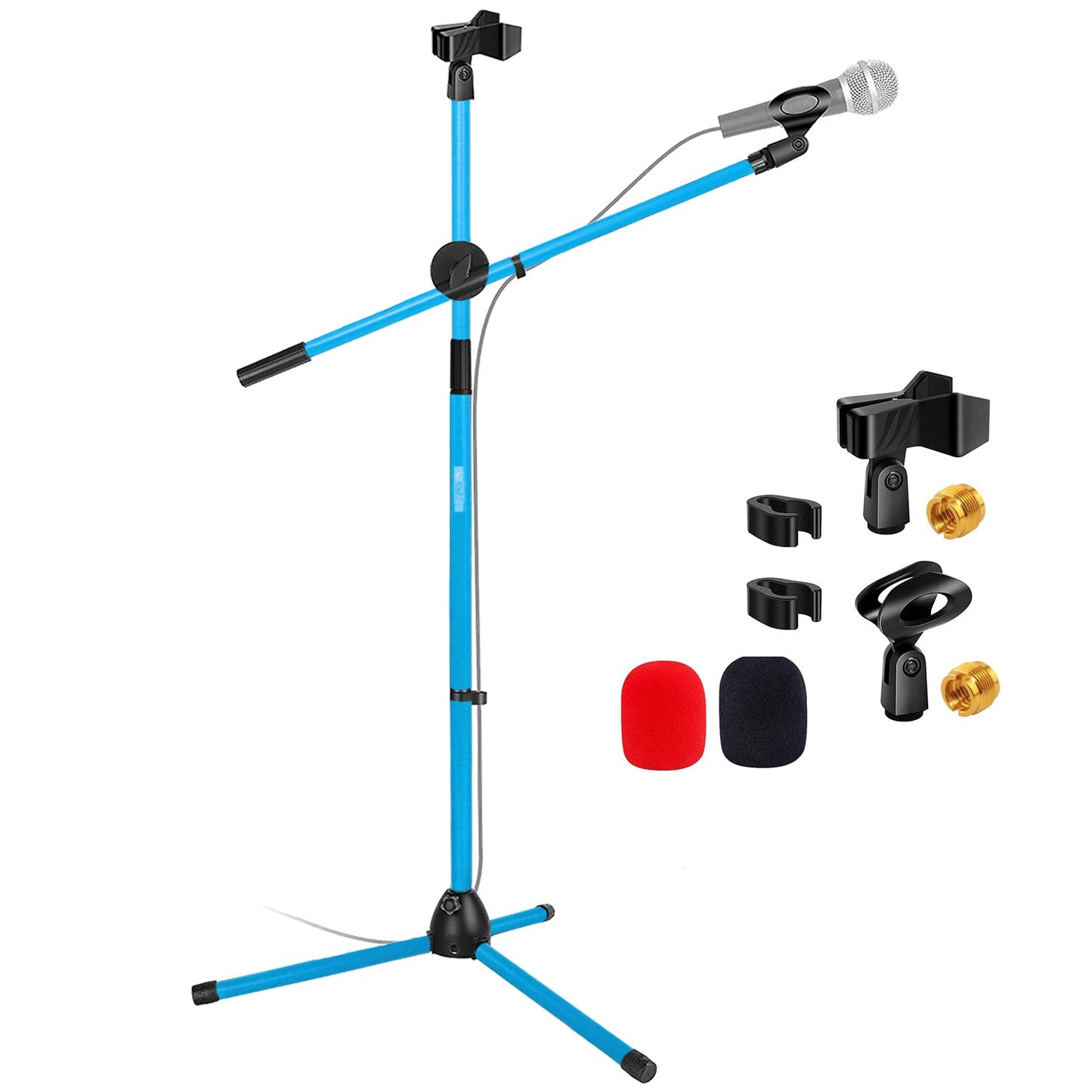 Adjustable Microphone Boom Stand shown in the SKY BLUE option