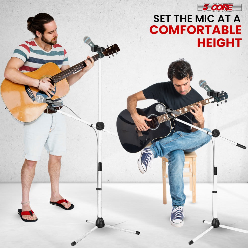 63-Inch Dual Microphone Boom Stand with Tripod Base and Two Mic Clips