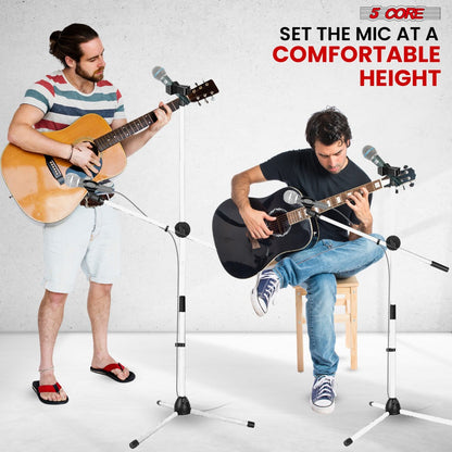 63-Inch Dual Microphone Boom Stand with Tripod Base and Two Mic Clips