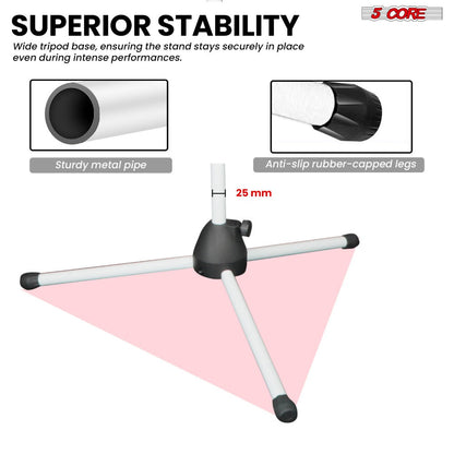 63-Inch Dual Microphone Boom Stand with Tripod Base and Two Mic Clips