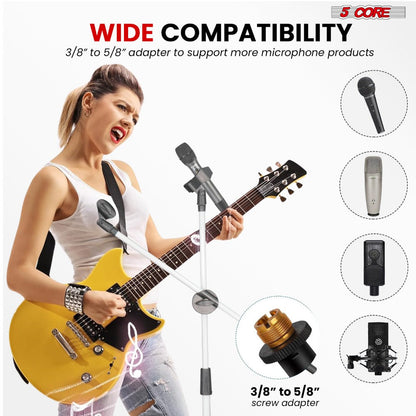 63-Inch Dual Microphone Boom Stand with Tripod Base and Two Mic Clips