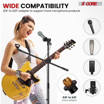 63-Inch Dual Microphone Boom Stand with Tripod Base and Two Mic Clips