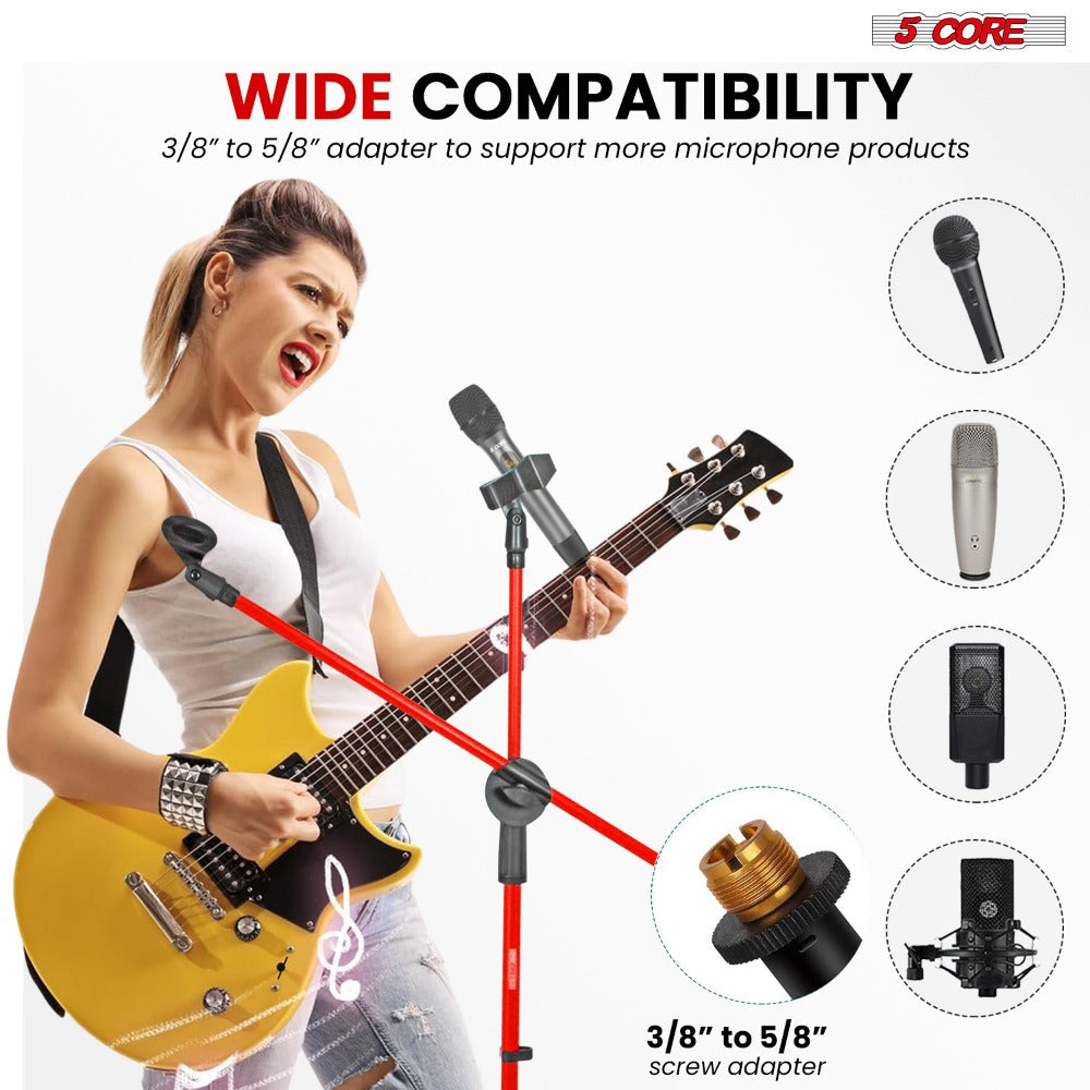 63-Inch Dual Microphone Boom Stand with Tripod Base and Two Mic Clips