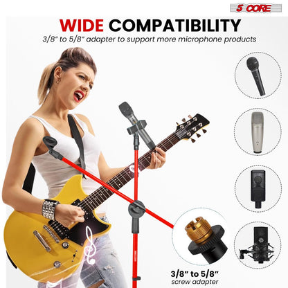 63-Inch Dual Microphone Boom Stand with Tripod Base and Two Mic Clips