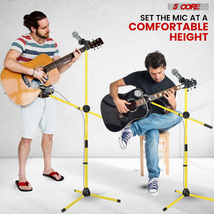 63-Inch Dual Microphone Boom Stand with Tripod Base and Two Mic Clips