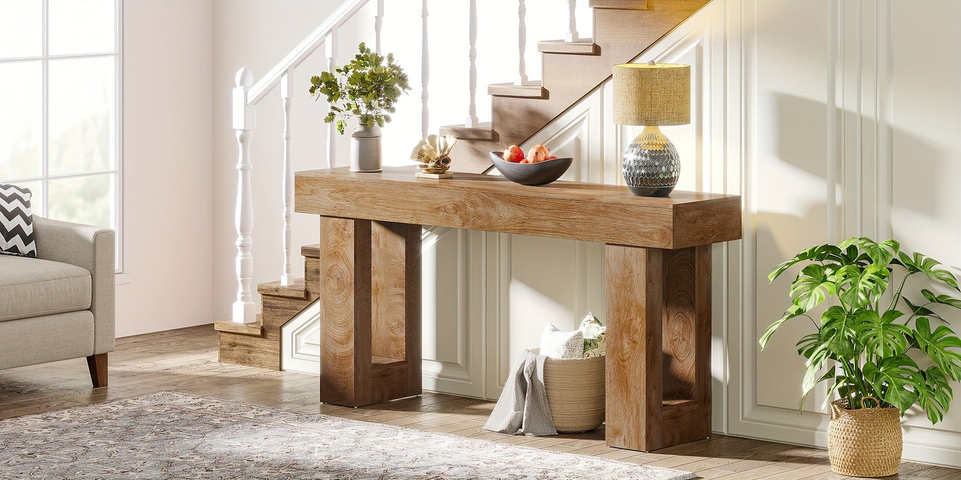 63-Inch Narrow Console Table, Hallway Accent Table for Entryway detail image - detail view 14