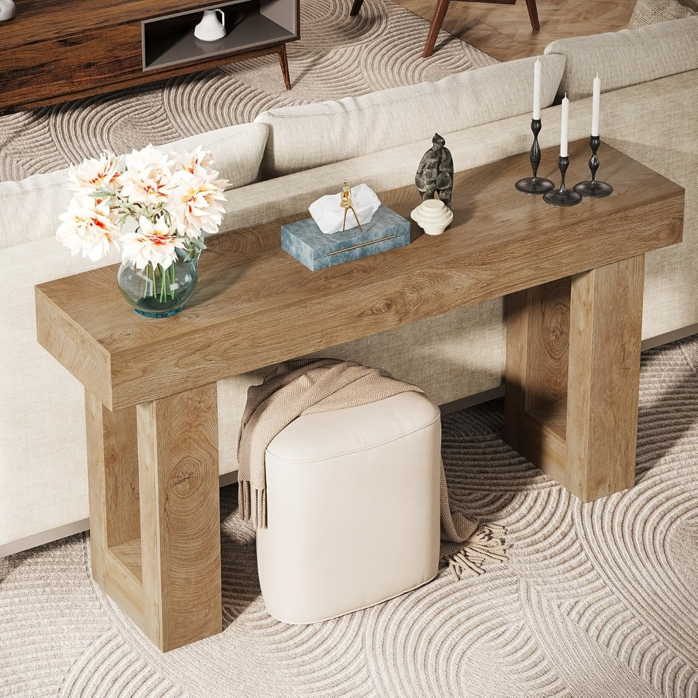 63-Inch Wood Console Table, Entryway Sofa Table for Work, Display, and Everyday Use detail image - detail view 4