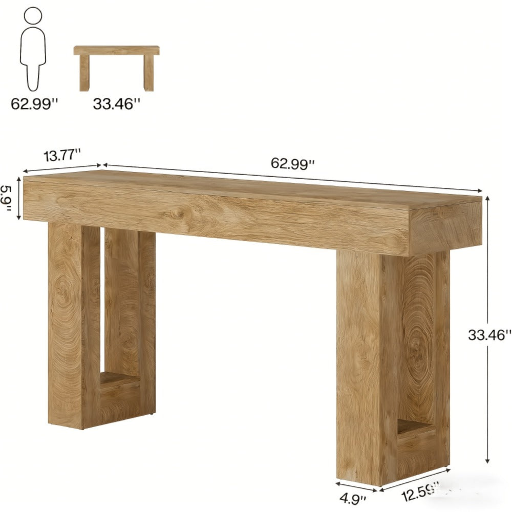 63-Inch Wood Console Table, Entryway Sofa Table for Work, Display, and Everyday Use detail image - detail view 5