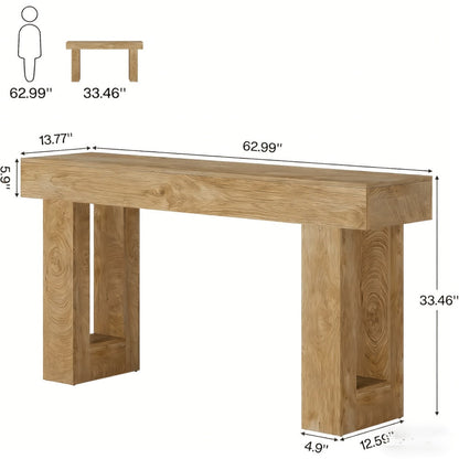 63-Inch Wood Console Table, Entryway Sofa Table for Work, Display, and Everyday Use detail image - detail view 5