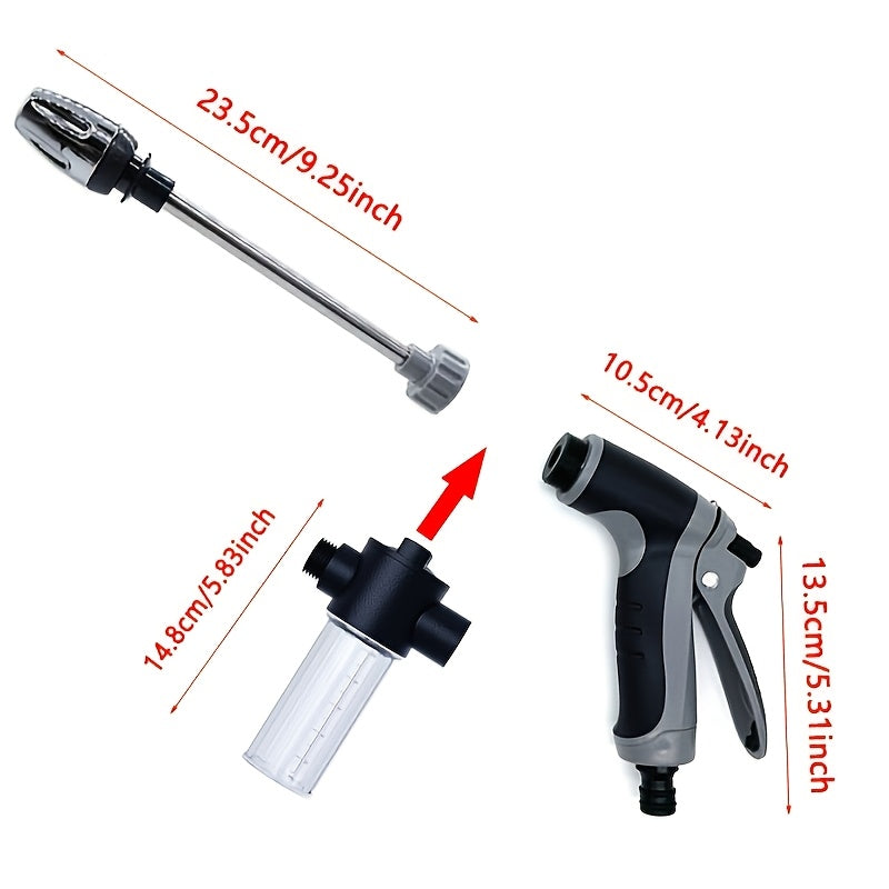 High-Pressure Car Wash Gun with Long Reach Lance Durable Water Hose Nozzle, Adjustable Spray Patterns, Leak-Proof Design for Trucks, SUVs, RVs, Driveways, Decks & Garden Cleaning