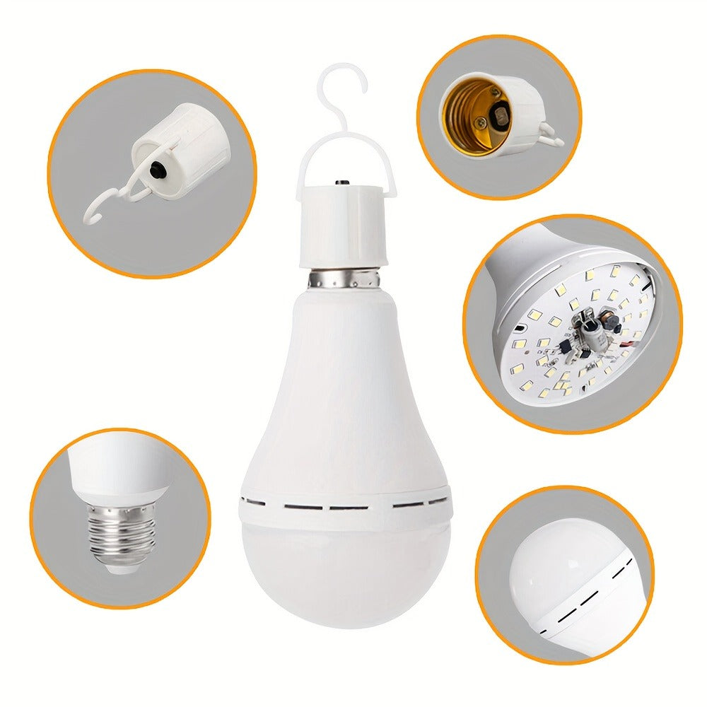 Emergency Light Bulb for Power Outages 2000mAh Rechargeable LED 6000K with Backup Battery – Auto-On Failure Detection, Hangable Emergency Lighting for Home Camping Power Failure, 4 8 12 Pack