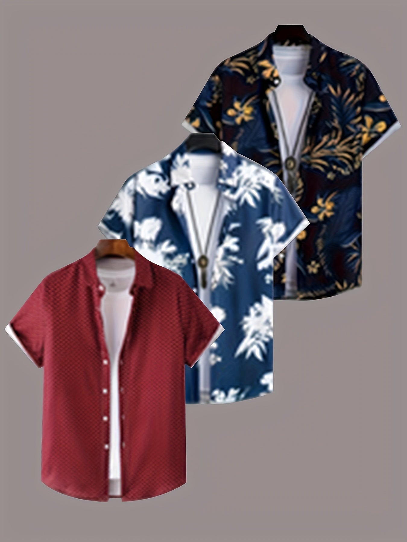 Men's Tropical Print Shirt - Collared Short Sleeve 489765