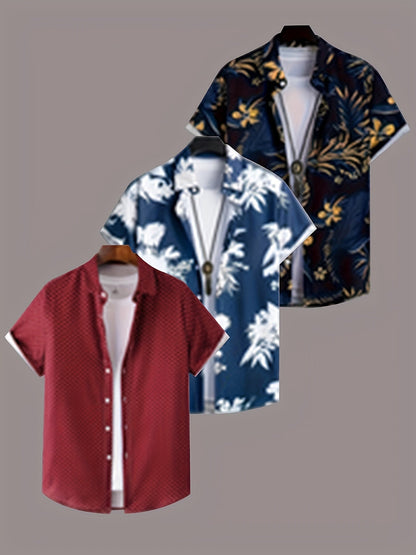Men's Tropical Print Shirt - Collared Short Sleeve 489765