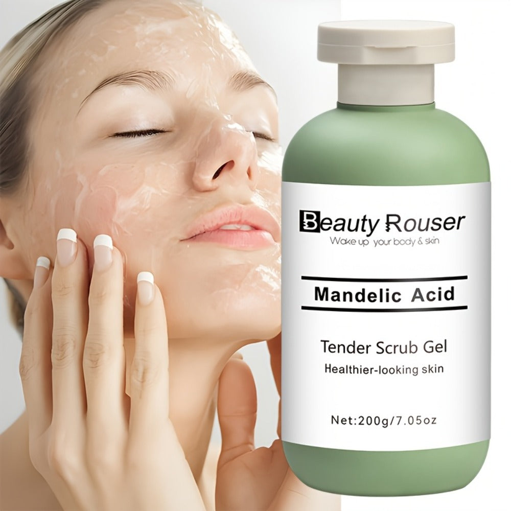 Exfoliating Body Scrub Gel with Aloe Vera, Rose & Chamomile Extract — Deep Cleansing Physical Scrub for Face & Body, Unclogs Pores, Removes Dead Skin, Softens & Hydrates All Skin Types, 200g / 7.05 oz