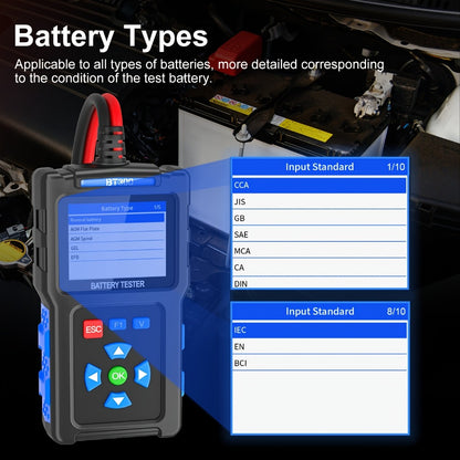 Car Battery Tester 12V 24V 20-2000 CCA Automotive Battery Load Tester and Alternator Tester for AGM GEL Lead-Acid Batteries Multi-Language BT3001