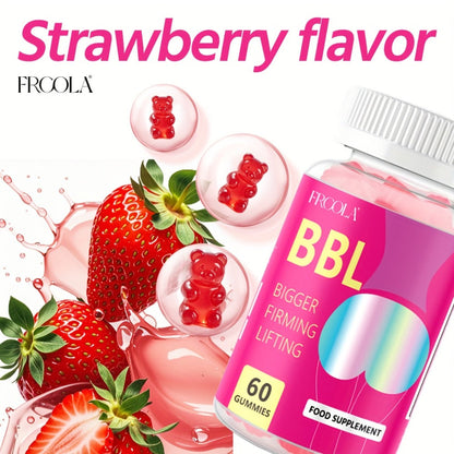Women's BBL & BBG Herbal Gummies – Bum & Chest Enhancement Support Supplement for Women, Strawberry Flavor, 60 Gummies 30-Day Supply