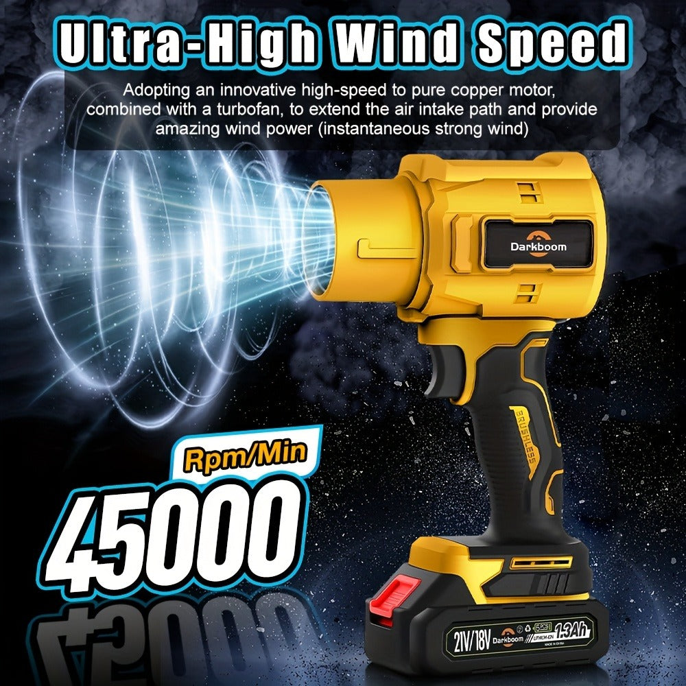 Cordless Handheld Leaf Blower & Air Duster – 45000RPM Turbo Motor, Dual Battery, Car Drying & Cleaning Blower