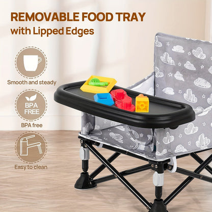 Foldable Baby Dining Chair - Portable Tray Seat
